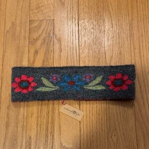 Natural Life Dark Gray Headband with Floral Design